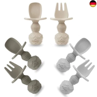 BESUCHE DEN PANDAEAR- PandaEar 6 Pack Silicon Babylöffel und Gabel Fütterung Set-Gegenkokals Erstes s
