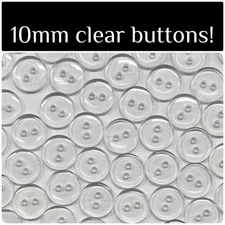Clear buttons 2 hole plastic 10mm transparent 10 mm clear