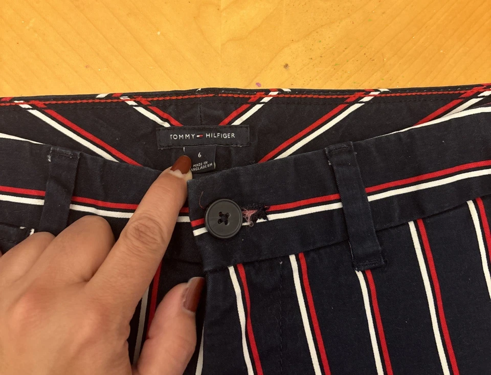 Tommy Hilfiger Mujer Talla 6 Rayas Azul Blanco Rojo Pantalones Ajustados Fin de Semana Golf Foto 2 de 4