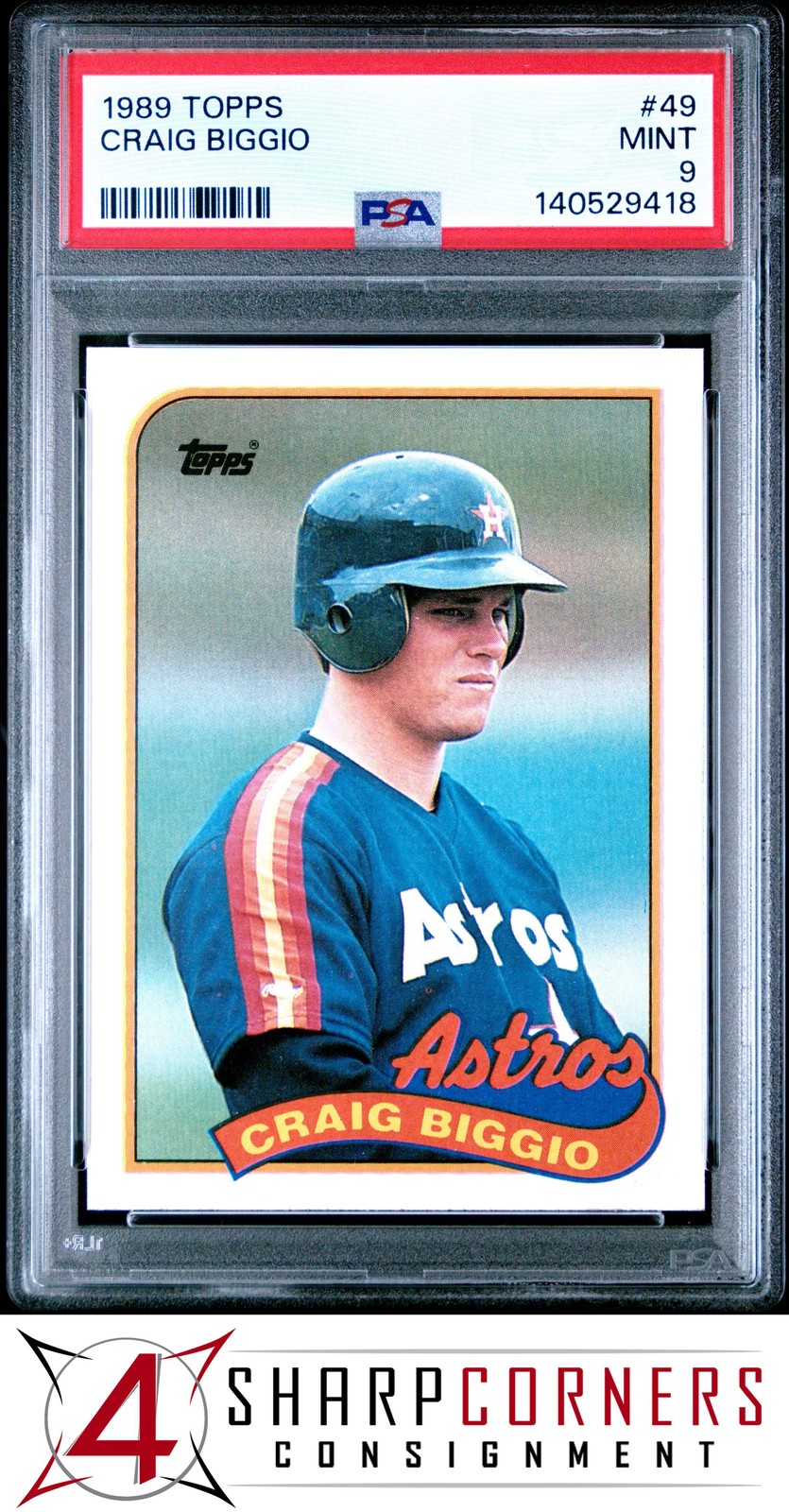 1989 TOPPS #49 CRAIG BIGGIO RC ASTROS HOF PSA 9