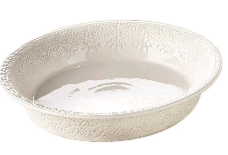 Pioneer Woman ~ VINTAGE LACE ~ LINEN ~ 10.5" Embossed Design Pie Pan ~ Pie Dish