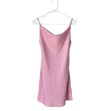 Urban Outfitters Pink Satin Slip Dress S Mini Cowl Neck Y2K Coquette Fairy