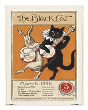 Vintage Black Cat and Rabbit Poster Wall Art Premium Quality