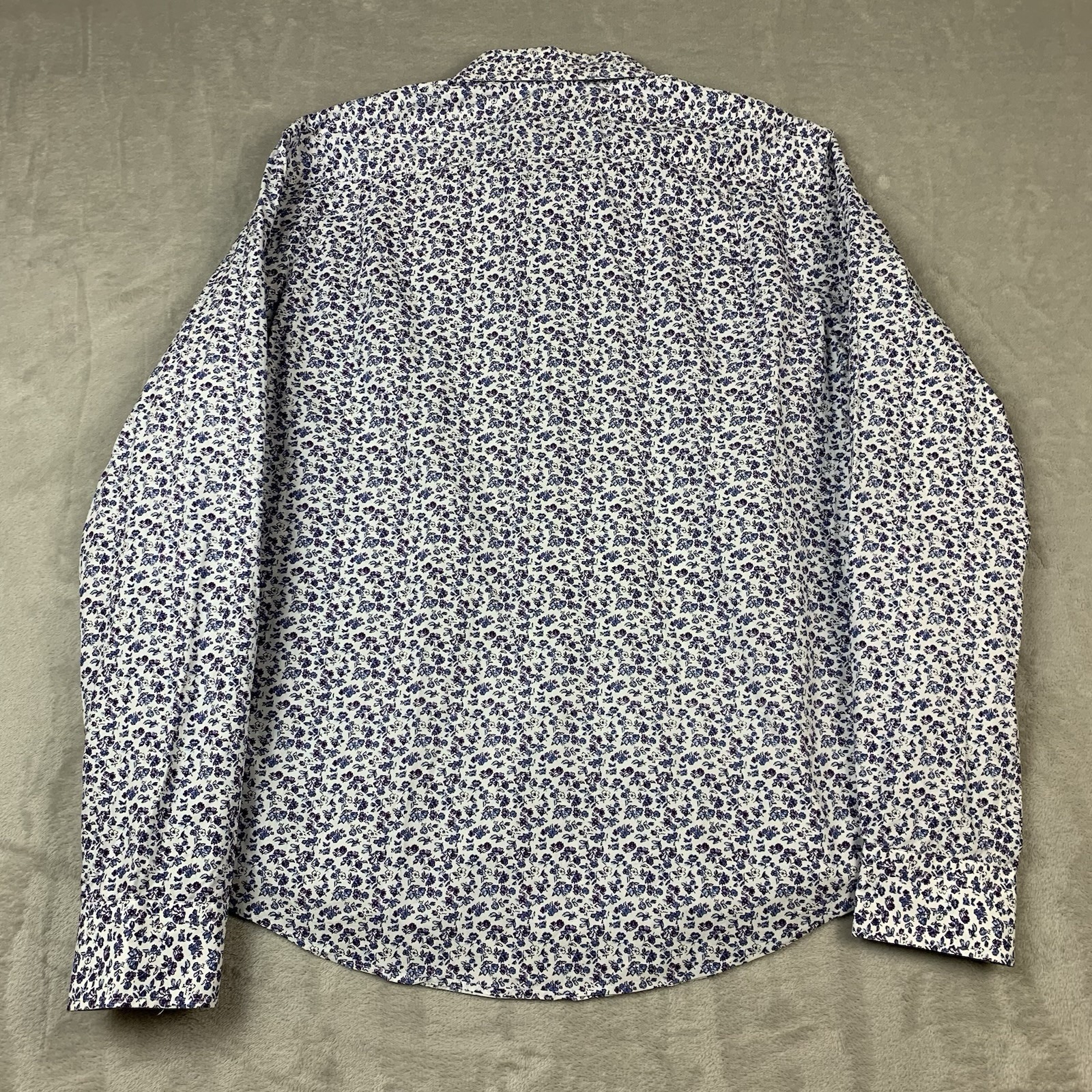 Jos A Bank Reserve Shirt Mens Large White Blue Floral Slim Fit Button Up Casual