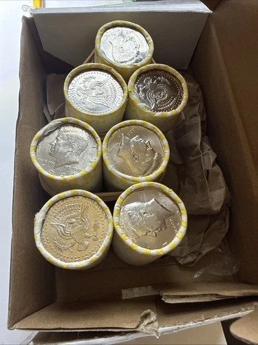 Seven Rolls of Unsearched JFK Kennedy Half Dollars 140 Coins