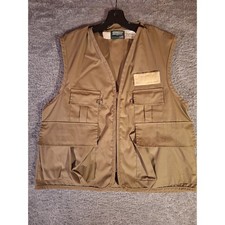 Vintage Saf-T-Bak Mens Tan Hunting Utility Vest Made in USA Size Large Retro