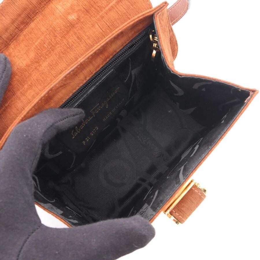 Salvatore Ferragamo Gancini Suede Brown Crossbody Shoulder Bag Auth image 3