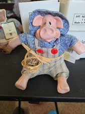 Russ Berrie Country Folks Mr Hogmore Shelf Sitter Doll Figurine