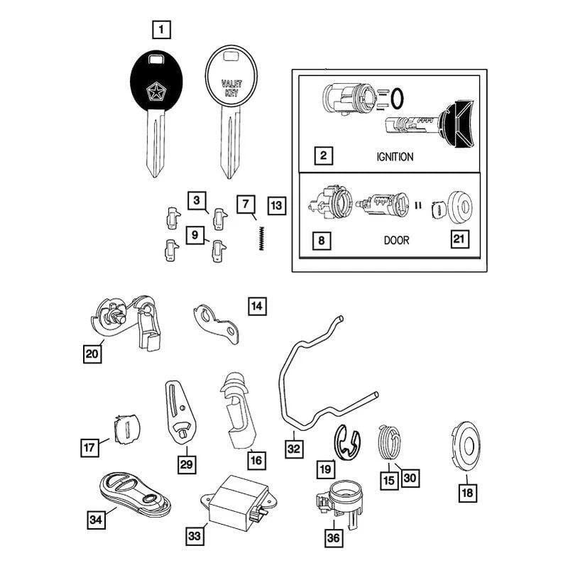 For Chrysler PT Cruiser 2001-2005 Mopar Vehicle Key Foto 4 de 4