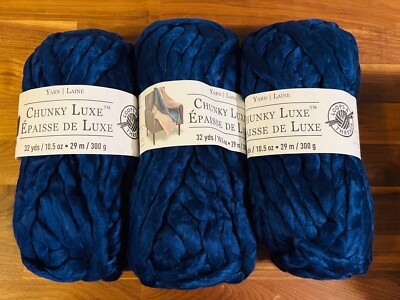 Lot of 3 Loops & Threads Chunky Luxe Yarn Navy Blue 32 Yards  10.5 oz