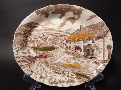 Vintage Seltene Tablett Oval Boden Keramik W.H.GRINDLEY Druck Hand Quiet Day