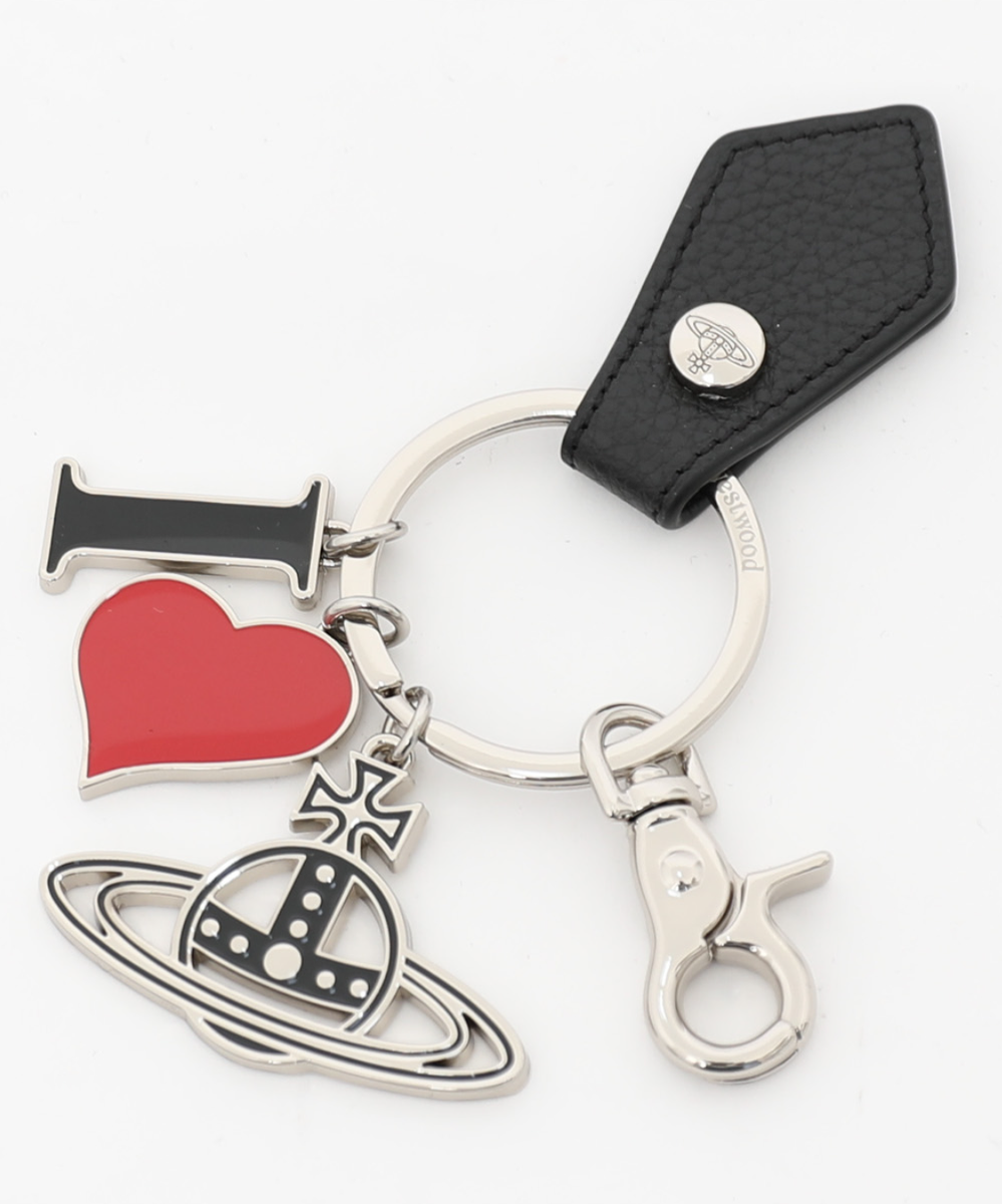 VIVIENNE WESTWOOD ORB Logo Red Heart Keychain Keyring Silver