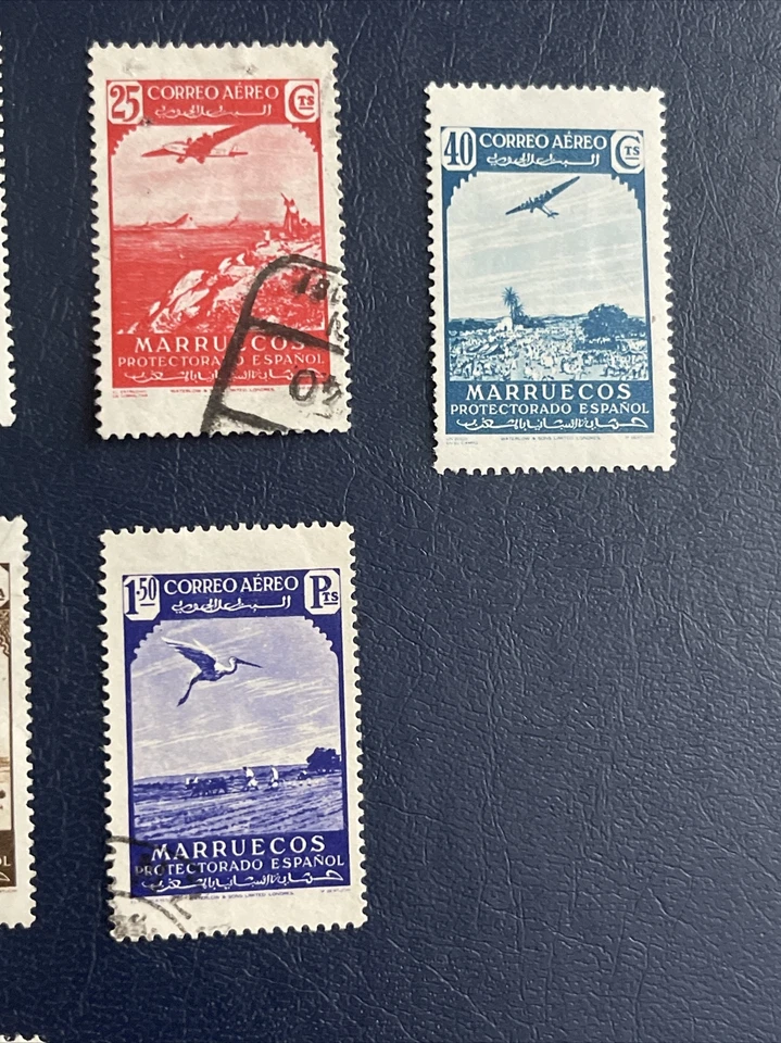 SPANISH MARRUECOS 1938-1950 AIRMAIL 13 Stamps(8 MLH,5 Used LH), - Image 3 of 4