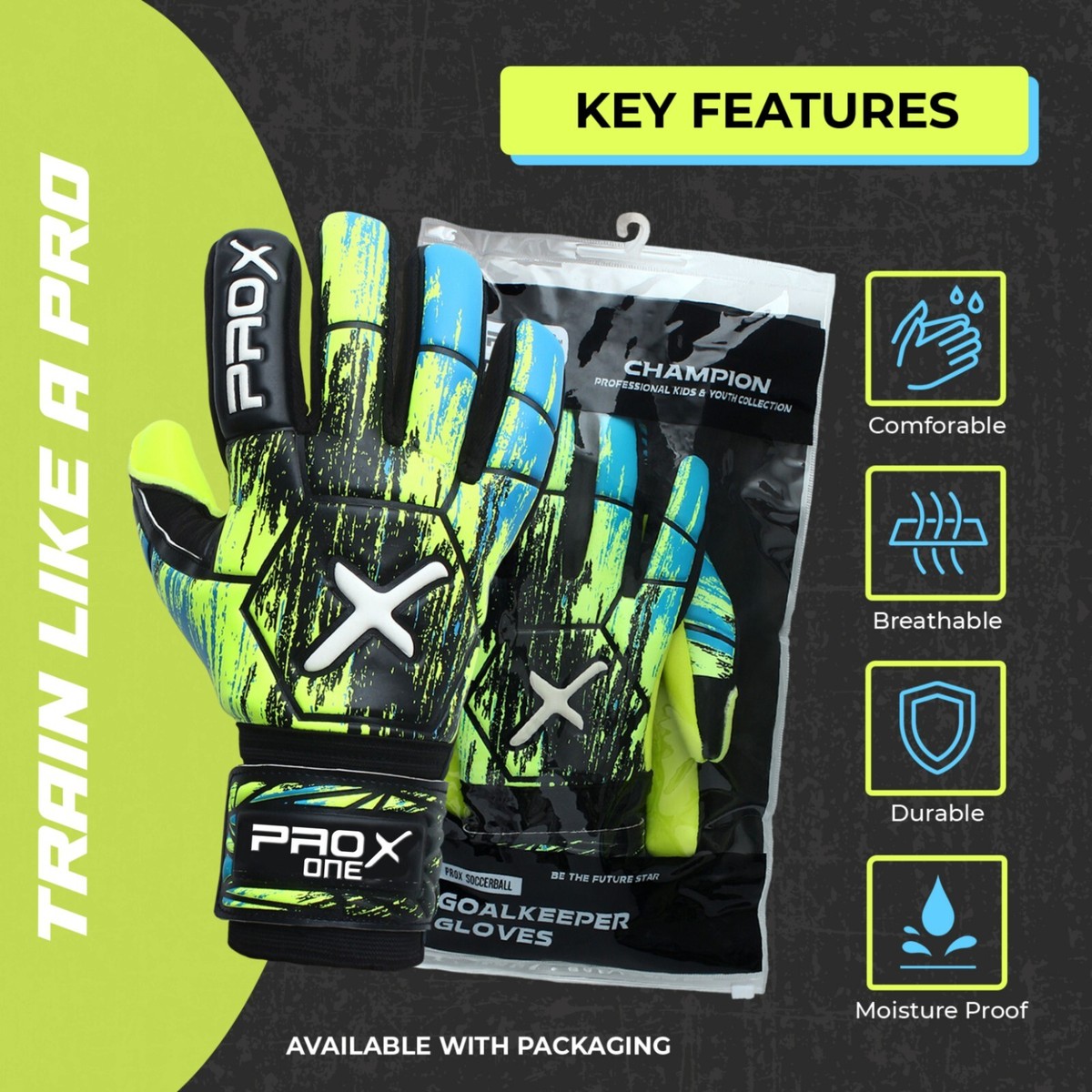 Pro X Goalie Gloves, Football Goalkeeper Gloves, Kids Youth