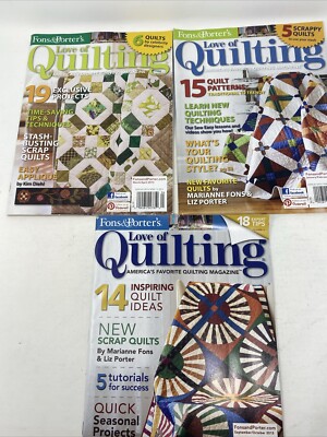Fons & Porter Love of Quilting Magazines 2013 Lot of 3 Quilt Instruction