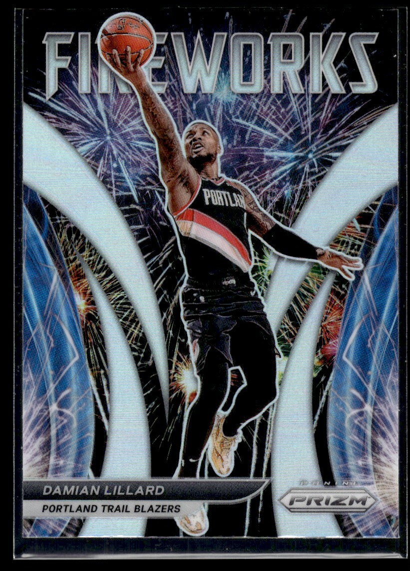 Damian Lillard 2021-22 Panini Prizm Silver Fireworks #11 Portland Trail Blazers