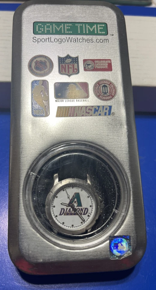 Arizona Diamondbacks GameTime MLB Mens WATCH Stainless Black Leather NIB Vintage - Image 4 of 4