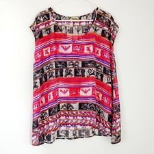 Show Me Your MuMu Eagle Print Tunic Women's Size S Pink Black