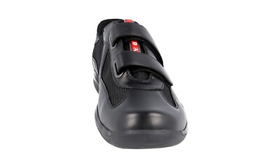 PRADA Americas Cup Sneakers Hook Loop Black Red Stripe - US 10.5