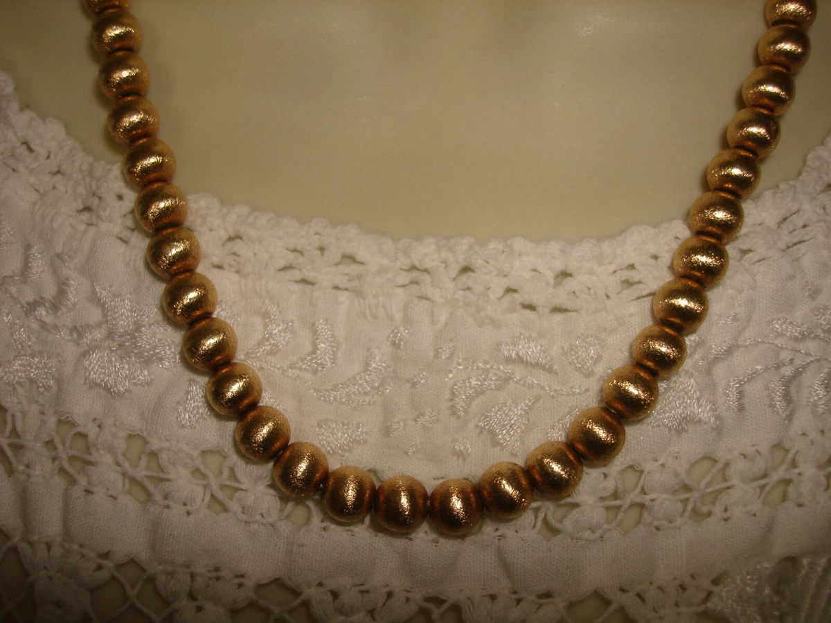 Vintage Collectible Brushed 14K Yellow Gold 7.5mm Ball Beaded 20