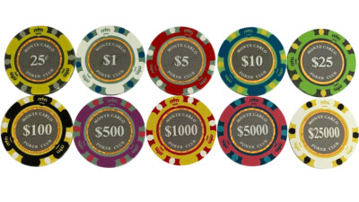 Smoked Monte Carlo Smooth 14 Gram Poker Chips Sample Set Pack New & Exclusive