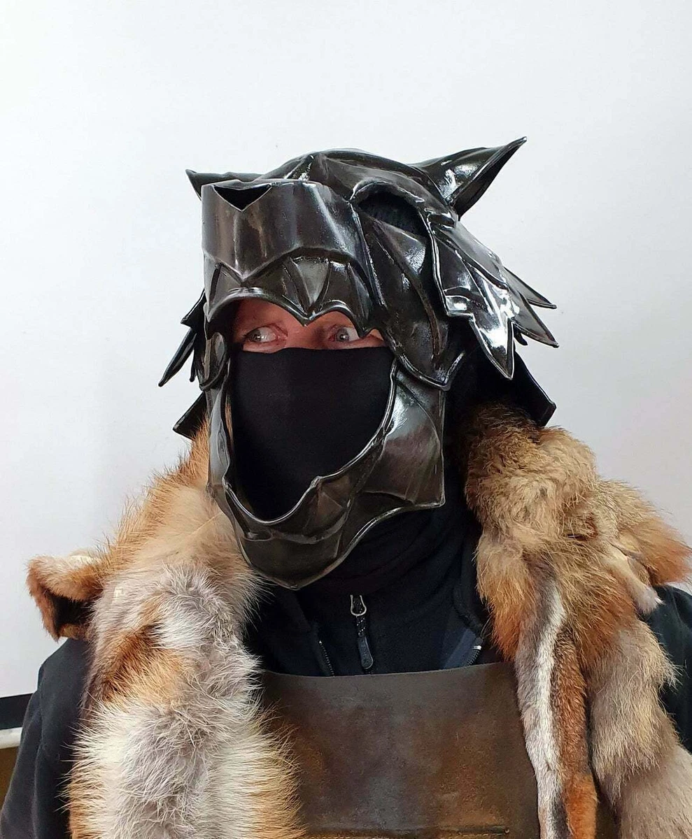 Blackened 18 Gauge Steel Medieval Great Wolf Helmet