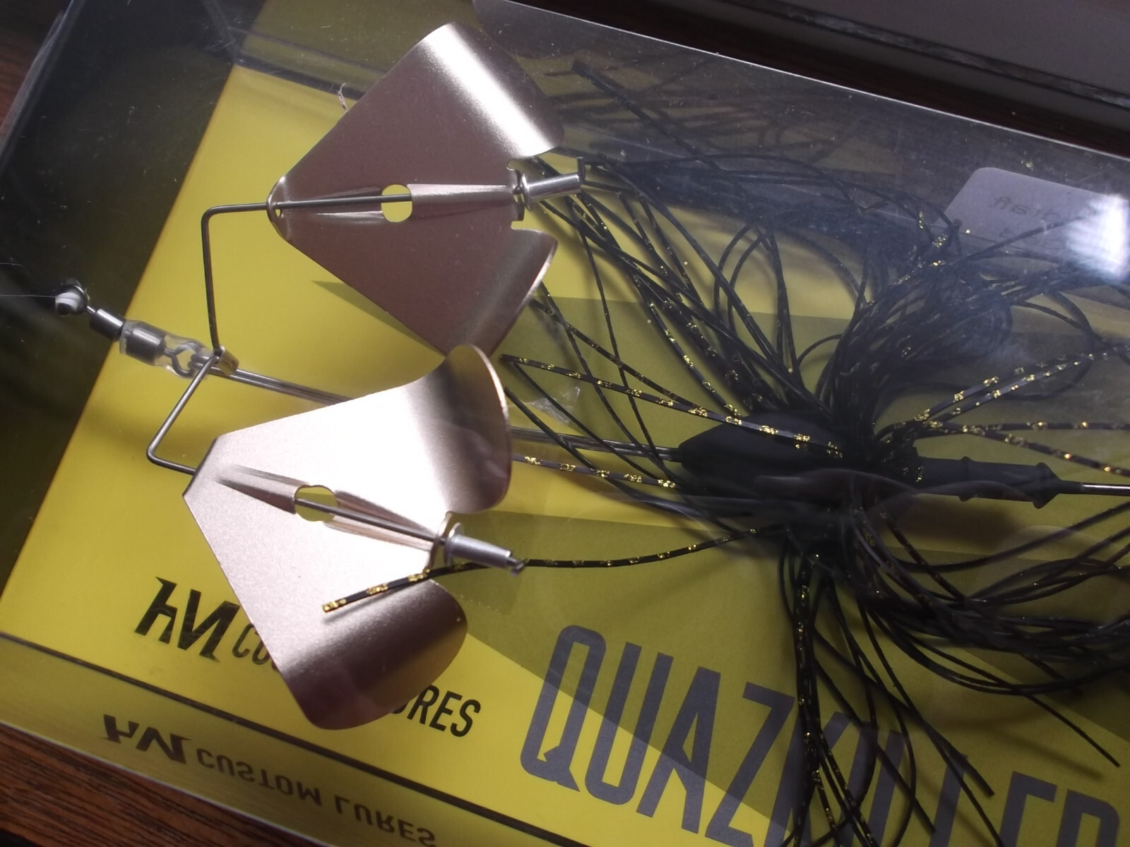 HM Custom Lures Teckel Quazkiller Twin Buzzbait 1/2oz. 06 Black Gold Downdraft - Image 2