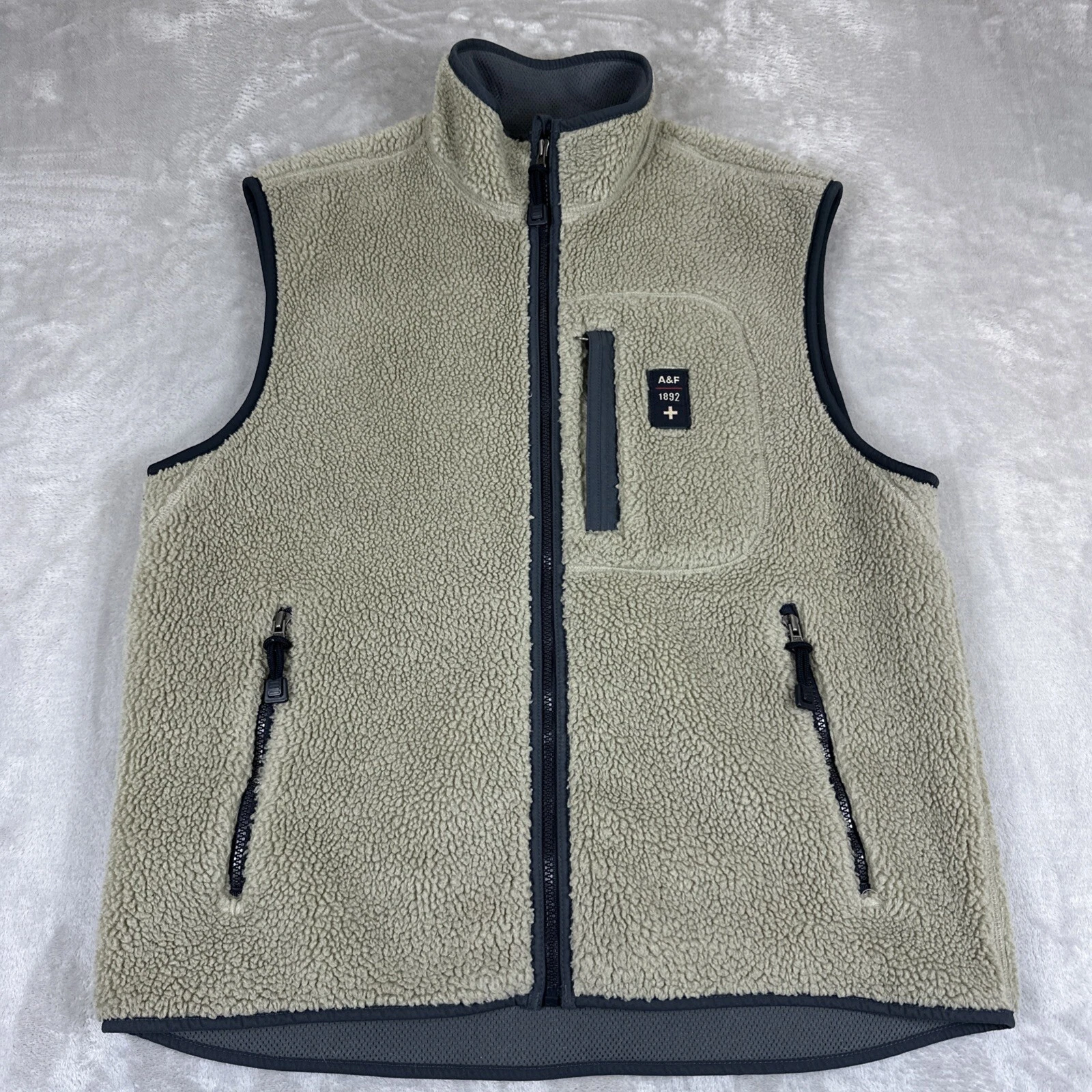 Abercrombie & Fitch Vest Sherpa Vintage 90s Men’s L Jacket Y2K Outdoors Hiking