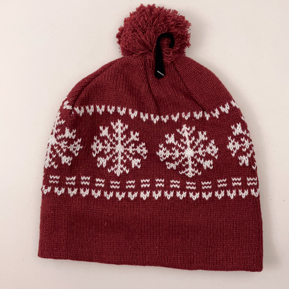 Basic red with white snowflake pattern winter pom… - image 2