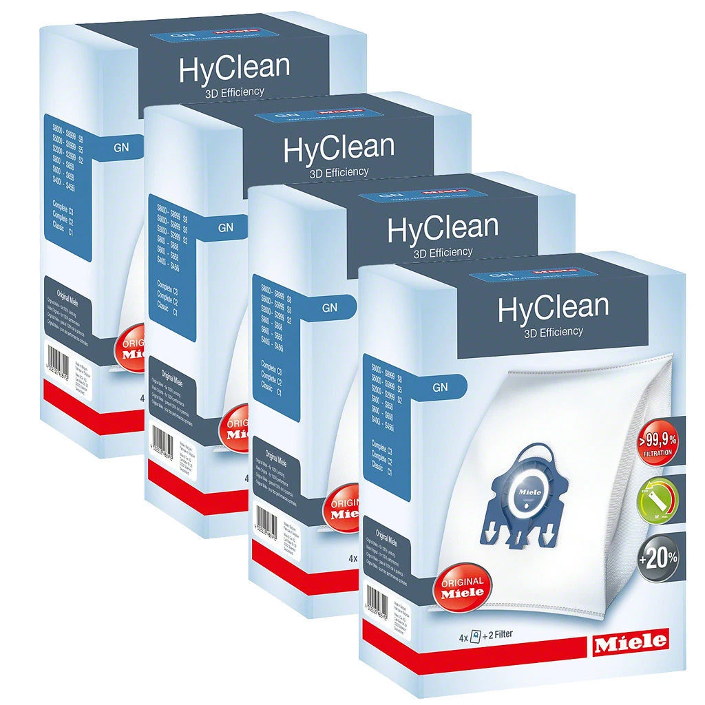 Miele GN HyClean 3D Efficiency Vacuum Bags Genuine 16 Bags+8 filters XXL  Pack