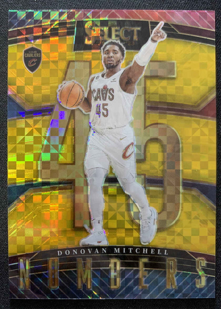 2022-23 Panini Select Donovan Mitchell Numbers Gold Checkerboard Prizm 10/10=1/1