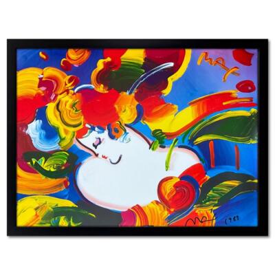 Peter Max ''Flower Blossom Lady'' Framed Hand Signed Offset Lithograph Art