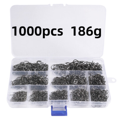 100/1000pc Fish Hooks 10size Fishing Black Silver Sharpened With Box Quality AA | eBay 100/1000pc Fish Hooks 10size Fishing Black Silver Sharpened With Box Quality AA | eBay