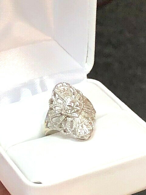 ANTIQUE DIAMOND RING WHITE GOLD RING SOLID GOLD R… - image 3
