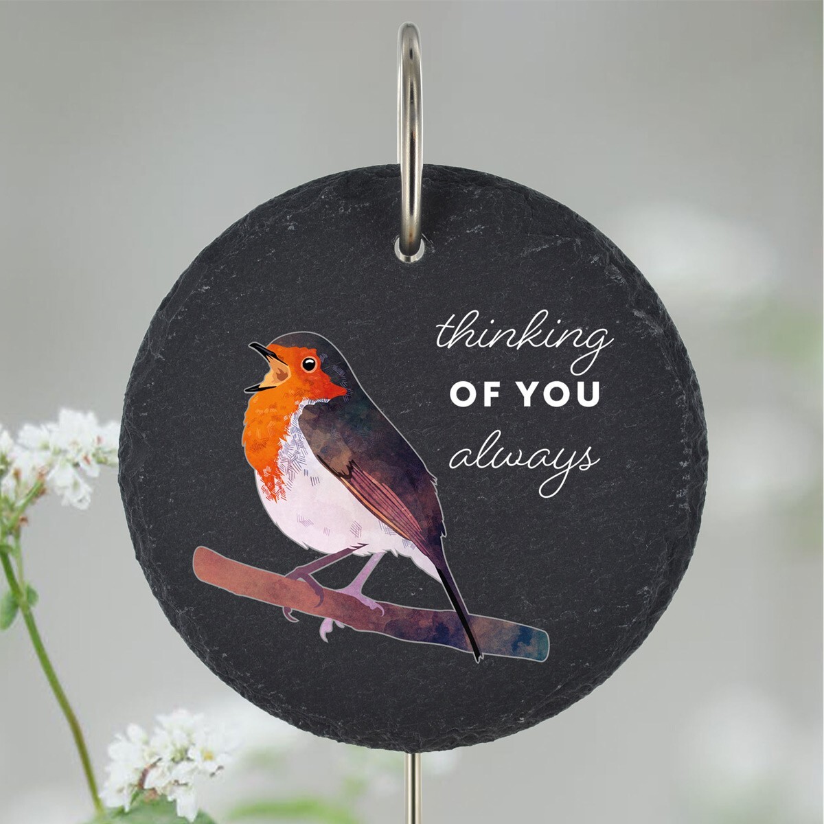 Robin Grave Stick Marker Plaque Ornament Memorial Slate Tribute Graveside Decor