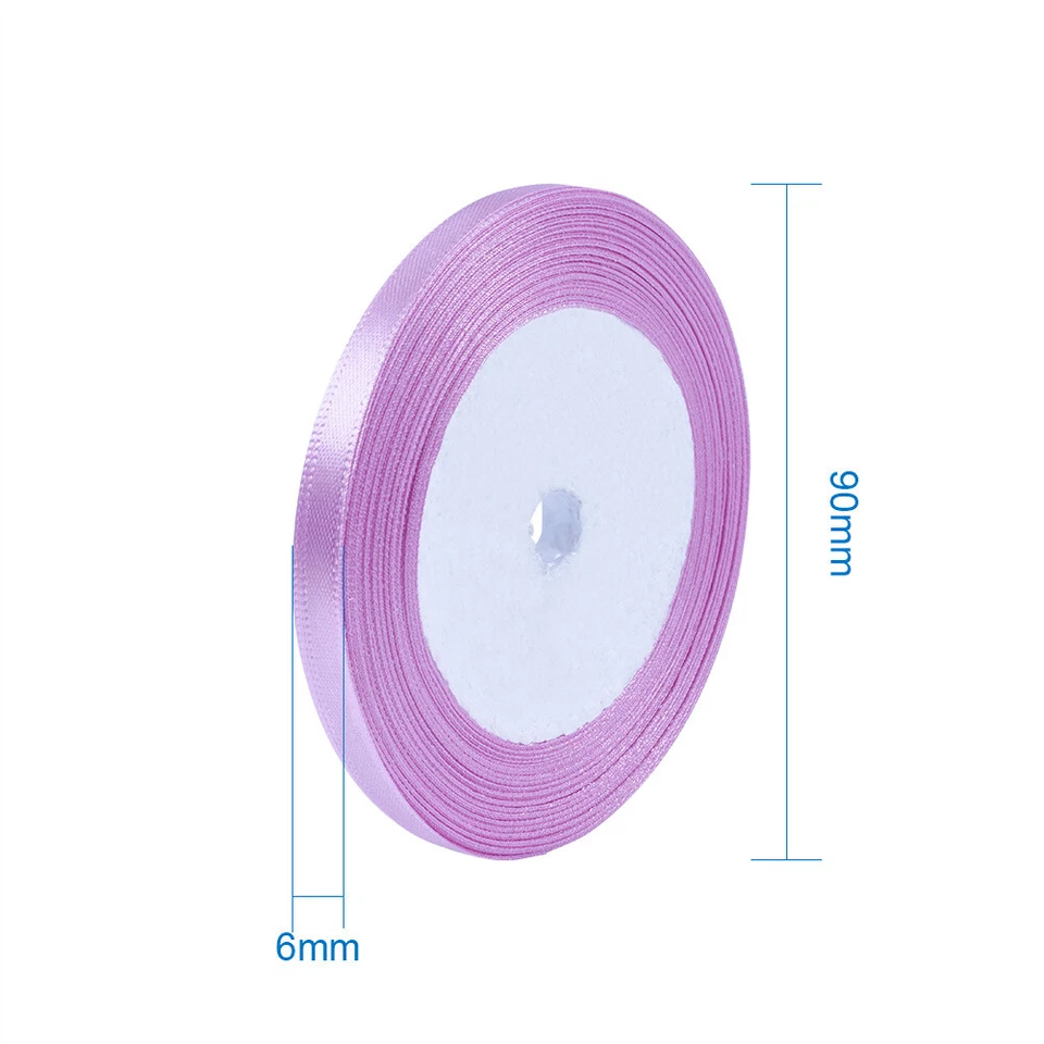 10 Roll/Set Colorful Satin Fabric Ribbons 1/4" Double Face Gift Wrapping Crafing - Image 2 of 4