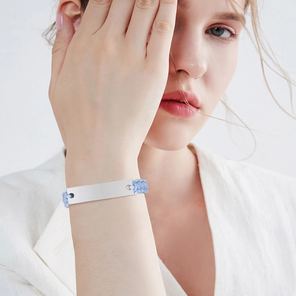 VNOX Custom Engraving Handmade Braided Rope Adjustable Medical Alert ID Bracelet - Image 4 of 4