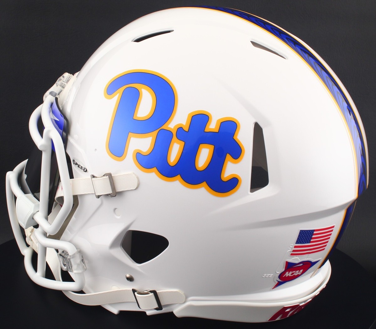 authentic pitt football helmets Riddell Panthers Speed Helmet The helmet features a large size SpeedFlex shell and padding Pitt Autographed Helmets, Signed Pitt