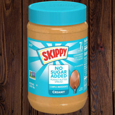 Skippy No Sugar Added Creamy Peanut Butter, Large 40 oz Jar, New
