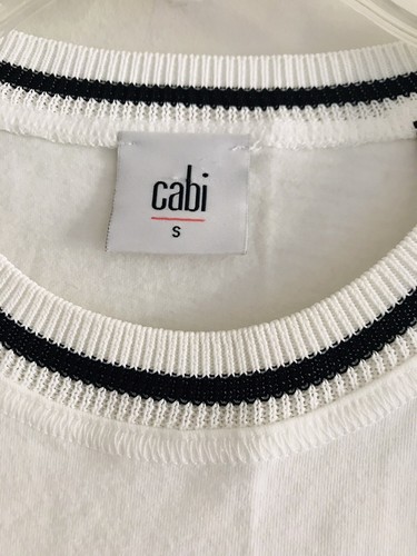 CAbi Topspin Tee Womens Size S White Ruffle Sleeves Knit Pullover Top - Picture 12 of 12