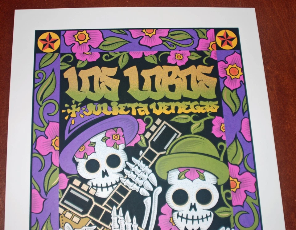 Impresión artística de Gary Houston Los Lobos póster serigrafía Portland 2004 Oregon S/# 245 Foto 3 de 4