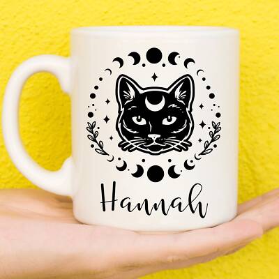 Personalisierte Hexen Katzenbecher | Katzengeschenke | Geschenke für Katzenliebhaber