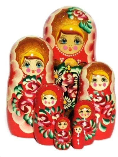 Giant Nesting Dolls Rosanna Red 7 Piece Wooden Stacking Handmade