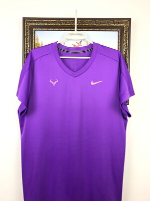 Nike Rafa Nadal ADV PurpleTennis Shirt Jersey Tee Athletic Mens