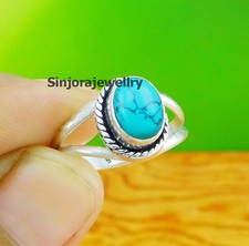 Turquoise Gemstone 925 sterling silver handmade Gift Ring US size 5 to 10