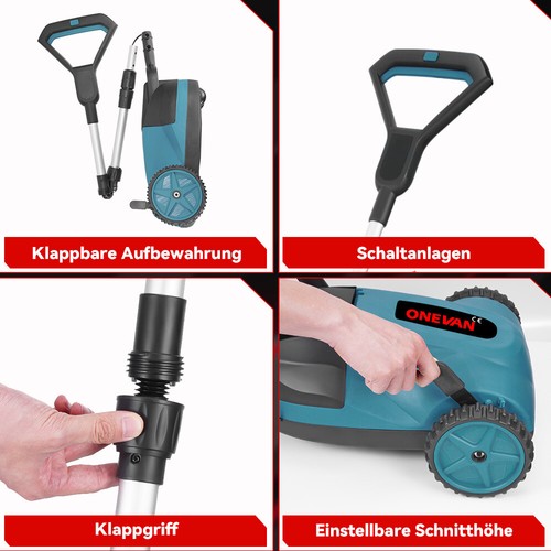 Akku Rasenmäher Rasentrimmer Freischneider 21cm Brushless mit 2 Akku + Ladegerät - Bild 3 von 22