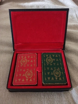 Jeu de Cartes Bridge Ancien Boîte 2 Jeux Cartes - Vintage - Photo 1/3