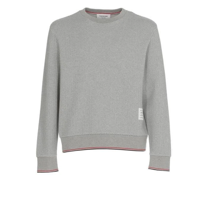Thom Browne Felpa Uomo RWB Spina di Pesce Cotone Grigio MJT355A J0027 133