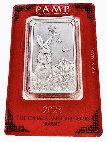 Fabulous 2023 Pamp Lunar Rabbit Silver Bar - 1 Oz