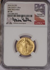 2016-W Gold 24k Standing Liberty 1/4 oz. 15 Cents First Releases NGC SP70 4584.80 per troy oz